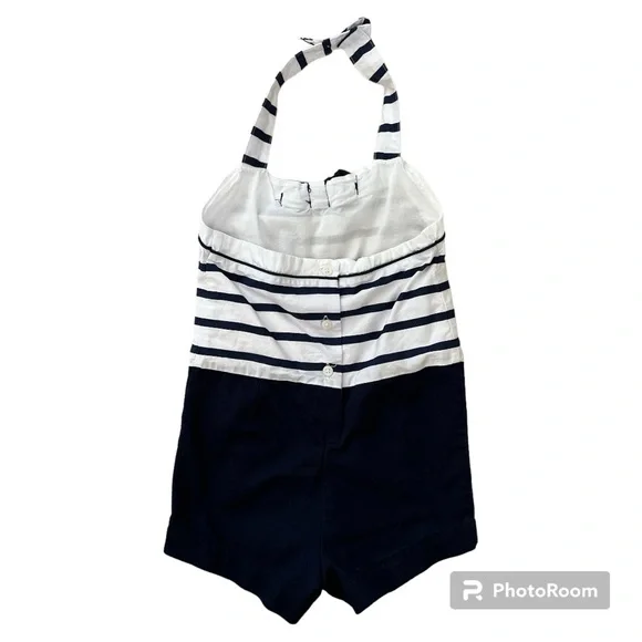 Janie and Jack nautical striped halter romper 3T - Picture 4 of 4